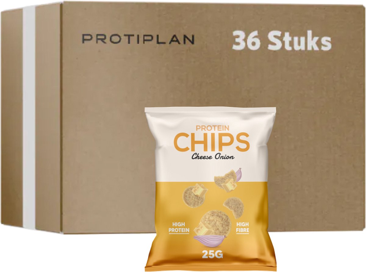 Goedkoopste Protiplan | Chips Cheese Onion | 36 stuks | 36 x 25 gram | Low carb snack | Snel afvallen zonder hongergevoel!