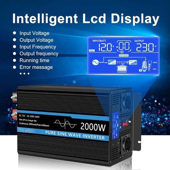 Chargeur Batterie Voitures Convertisseur 12V/220V 1000W BYGD - Onduleur Voiture Avec Prise Allume-Cigare Et Ports USB - Pour Camping, Voyage Convertisseur 1000w 12v 220v