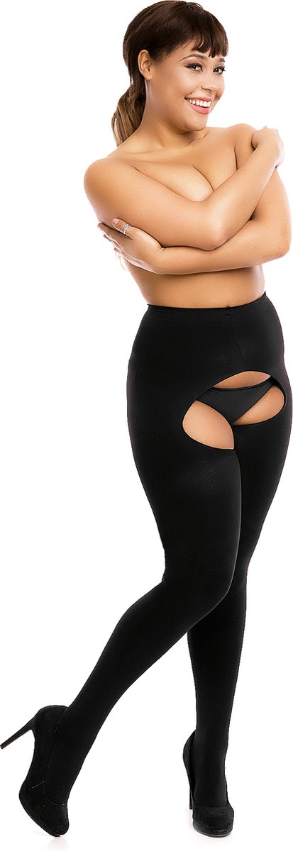 Biggi Big Ouvert - Panty met open kruisje - 60 den - maat 2XL (52-54) - zwart