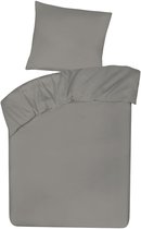 Housse de couette avec fermeture éclair - 100% coton - 2 pièces 140x200 + 2 pièces taie d'oreiller 80x80 - gris