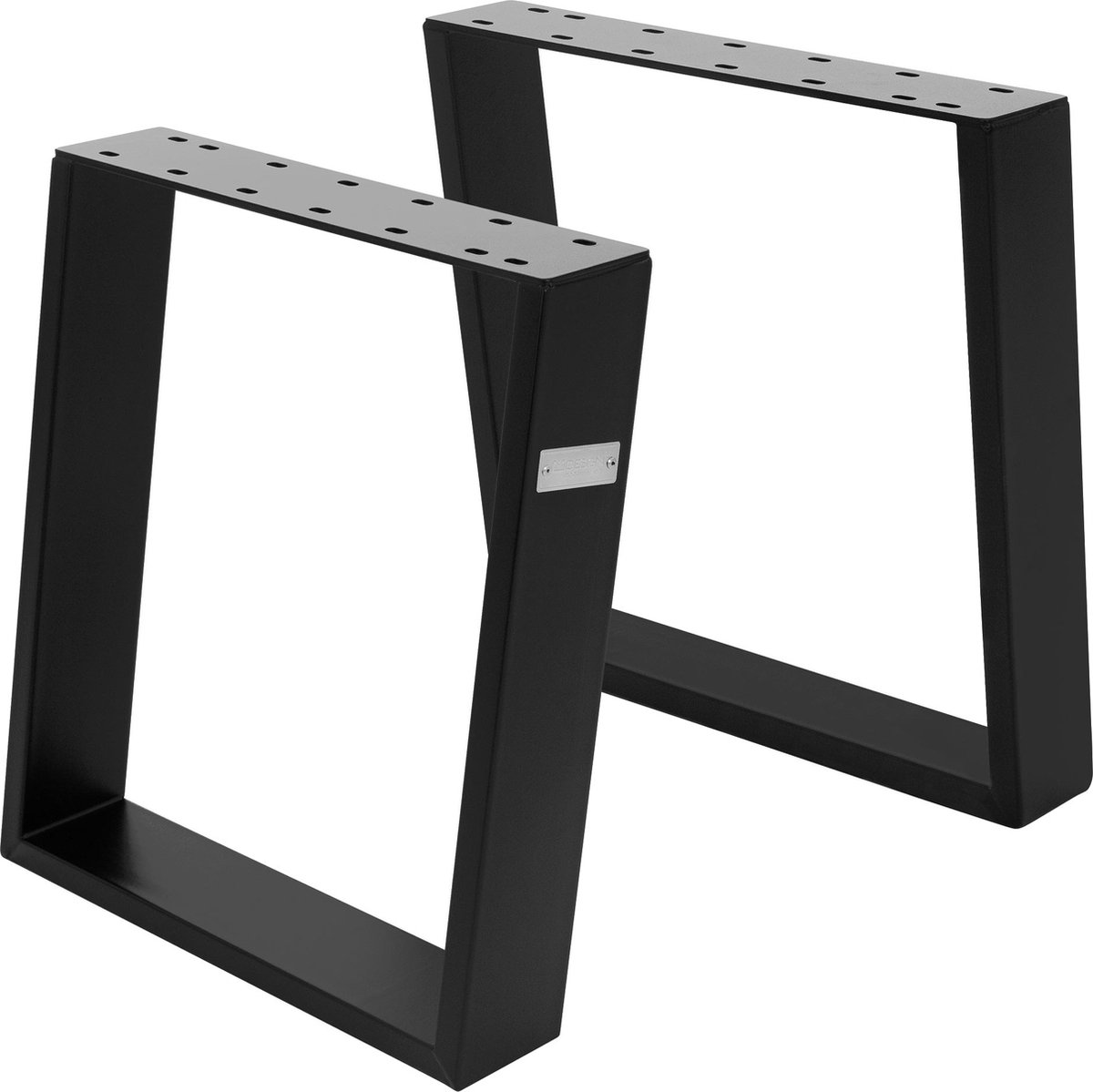ml-design 80 GRADEN Set van 2 tafellopers schuine tafelpoten 40x43cm zwart profiel 8x2 cm gepoedercoat staal metalen onderstel voor salontafel of bank stevige industriële meubelpoten met schuine montage en stabiele constructie