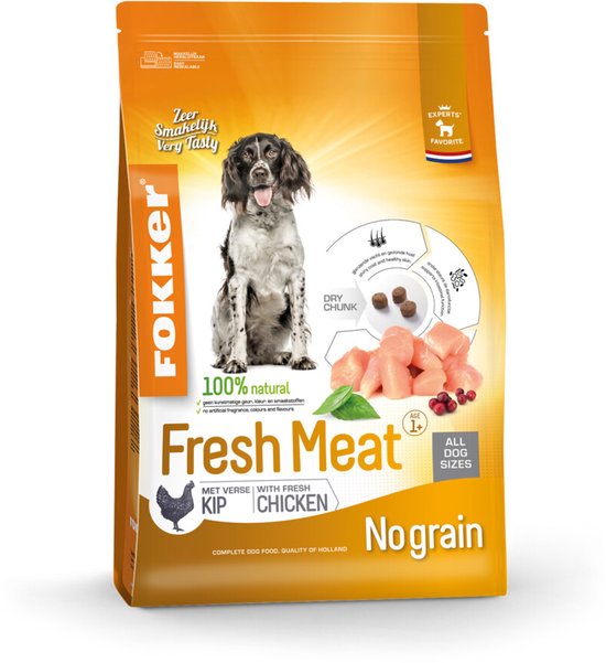 Fokker Fresh Meat Hondenvoer Kip - 3 x 2,5 kg - Voordeelverpakking