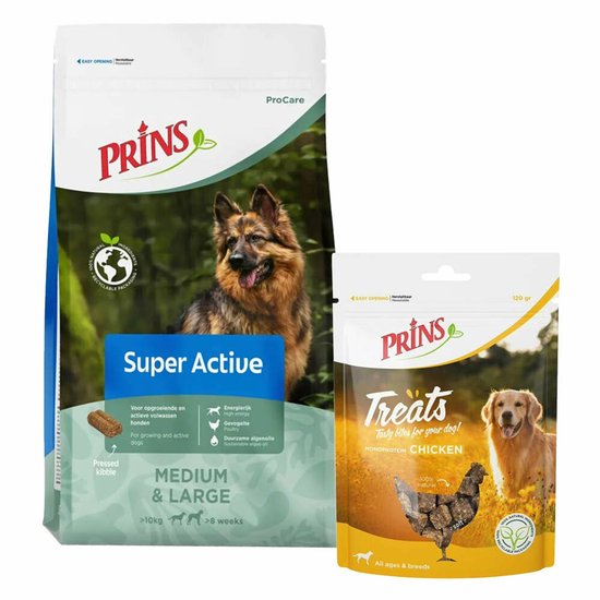 Prins Prins ProCare Super Active 20 kg & Treats Chicken - x - Voordeelverpakking