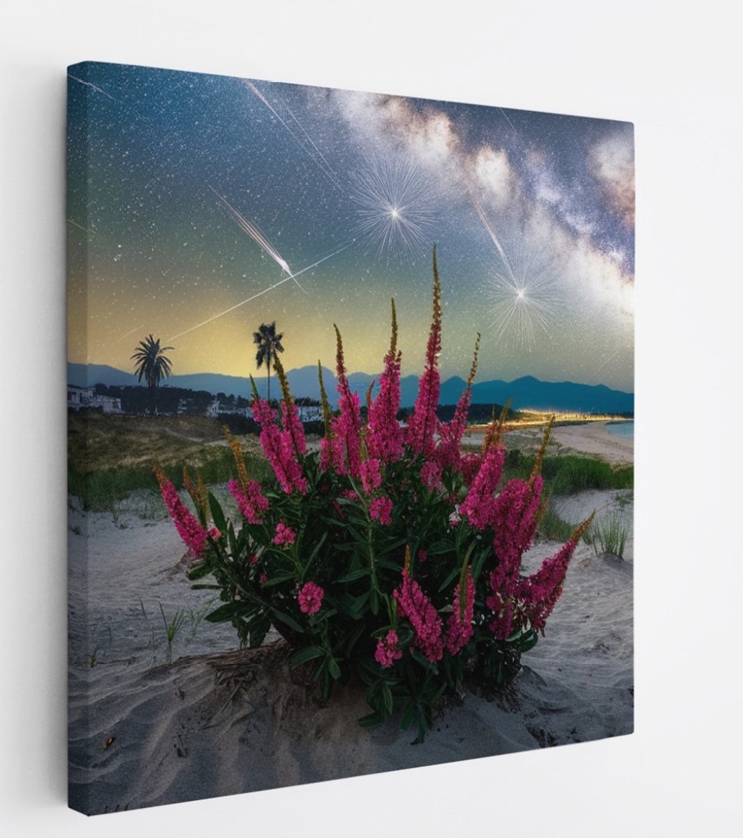 Saammp Canvas Schilderij - Vallende Ster - Natuur - Landschap - 30x30 - Foto op canvas - Wanddecoratie - Muurdecoratie Woonkamer - Slaapkamer decoratie - Canvas Print Multicolor