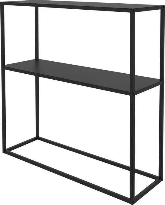 ML-Design Zwart Metalen Bloemstandaard, 60x25x78 cm, Rechthoekige Plantenstandaard