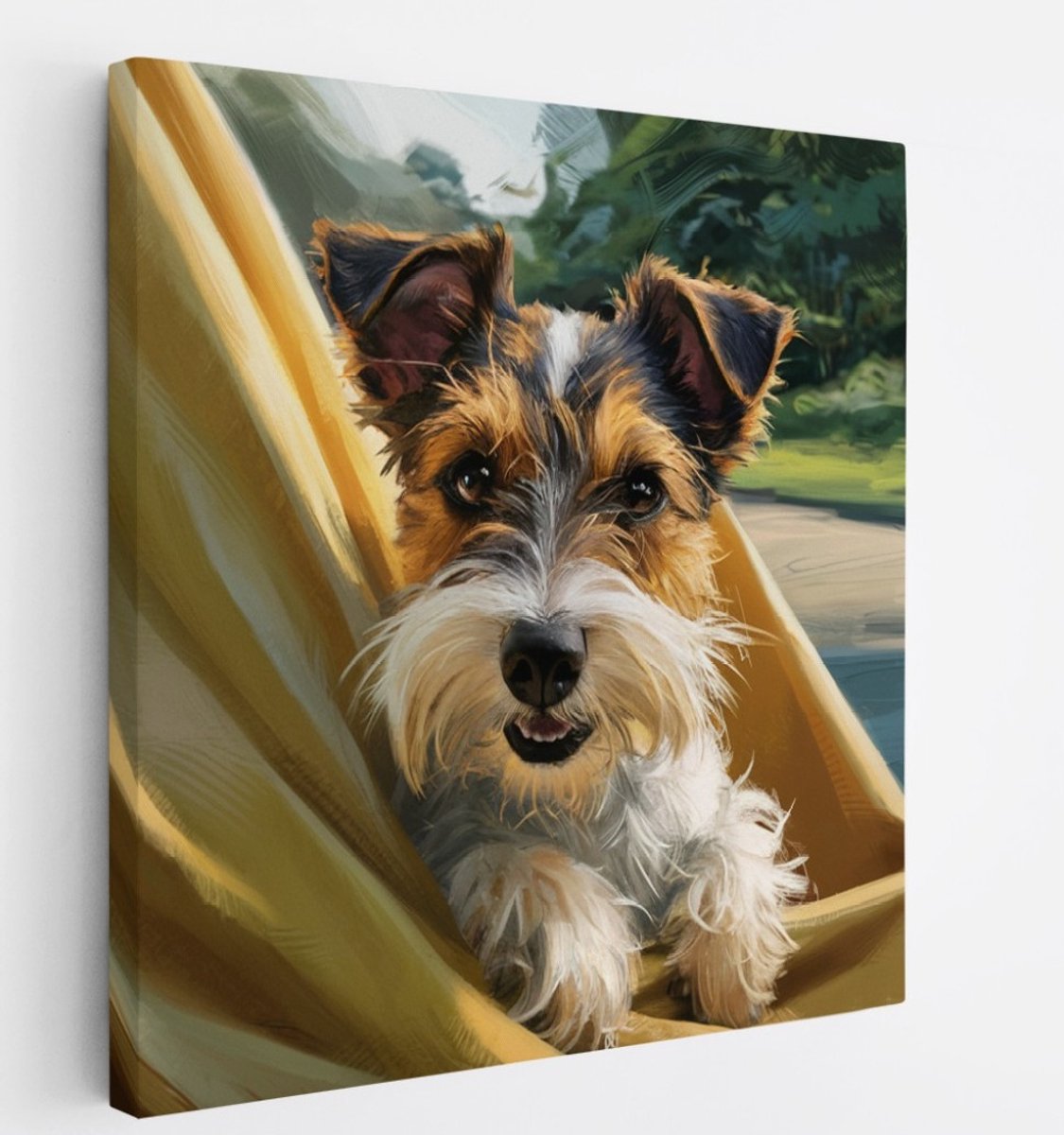 Saammp Canvas Schilderij - Terrier - Hond - Natuur - Dieren - 20x20 - Foto op canvas - Wanddecoratie - Muurdecoratie Woonkamer - Slaapkamer decoratie - Canvas Print Multicolor