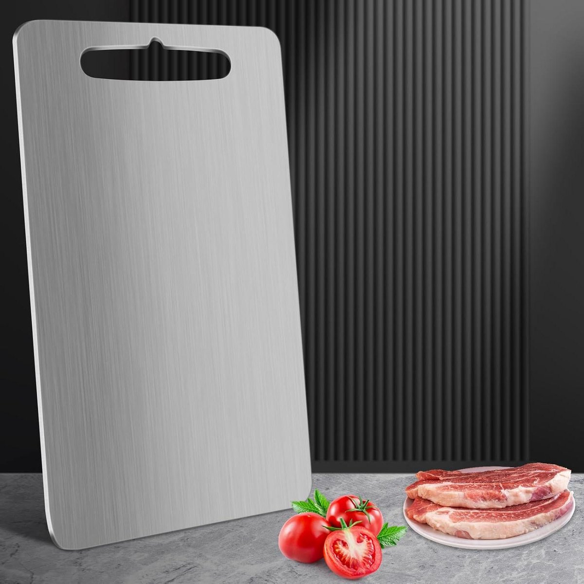 Snijplank van Titanium en SUS 304 Roestvrij Staal voor Keuken - 25cm x 15cm