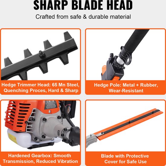 VEVOR 6-In-1 Heggenschaar Benzine Heggenschaar 33cc Heggenschaar Met Lange Steel 0,8l van Merkloos	 — afbeelding 3