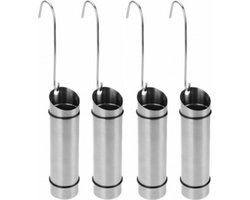 Bellatio design Waterverdamper radiator - 4x - RVS - D6xH20 cm - luchtbevochtiger radiator - verdampingsbakje