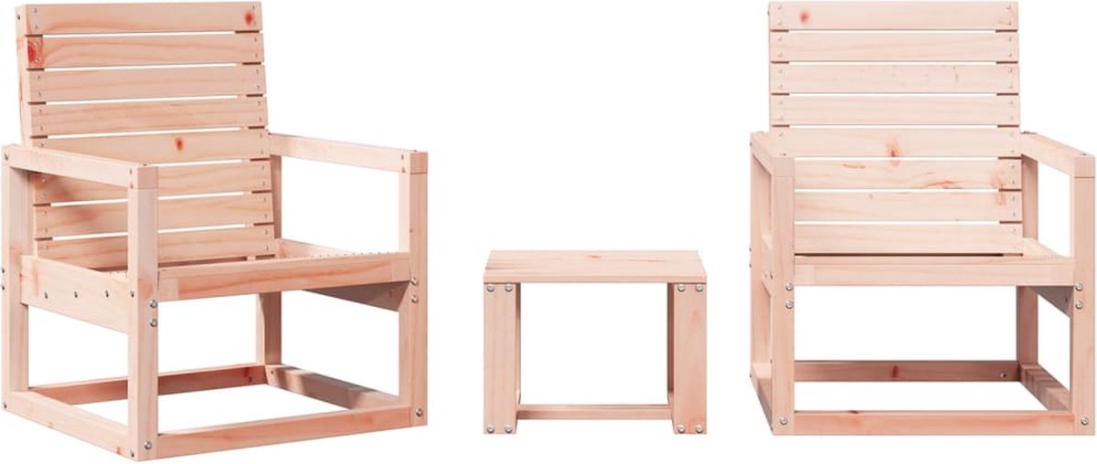 The Living Store 3-delige Loungeset massief douglashout - Tuin Lounge Set - Loungebank - Hout Tuinbank - Douglass Hout - Buitentijdbanken