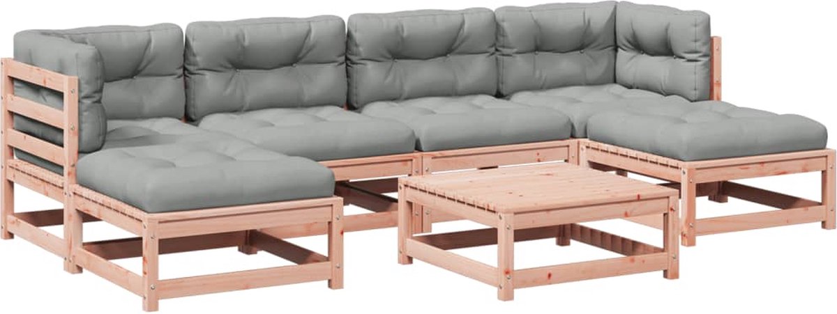 The Living Store 7-delige Loungeset met kussens massief douglas vurenhout - Loungeset - Tuinset - Lounge Bank - Buitendecor - Houten Meubel