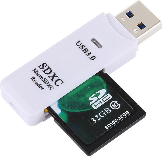 Compacte SD en Micro SD kaartlezer adapter naar USB 3.0 | Wit | Snel | 6CM - TrendParts