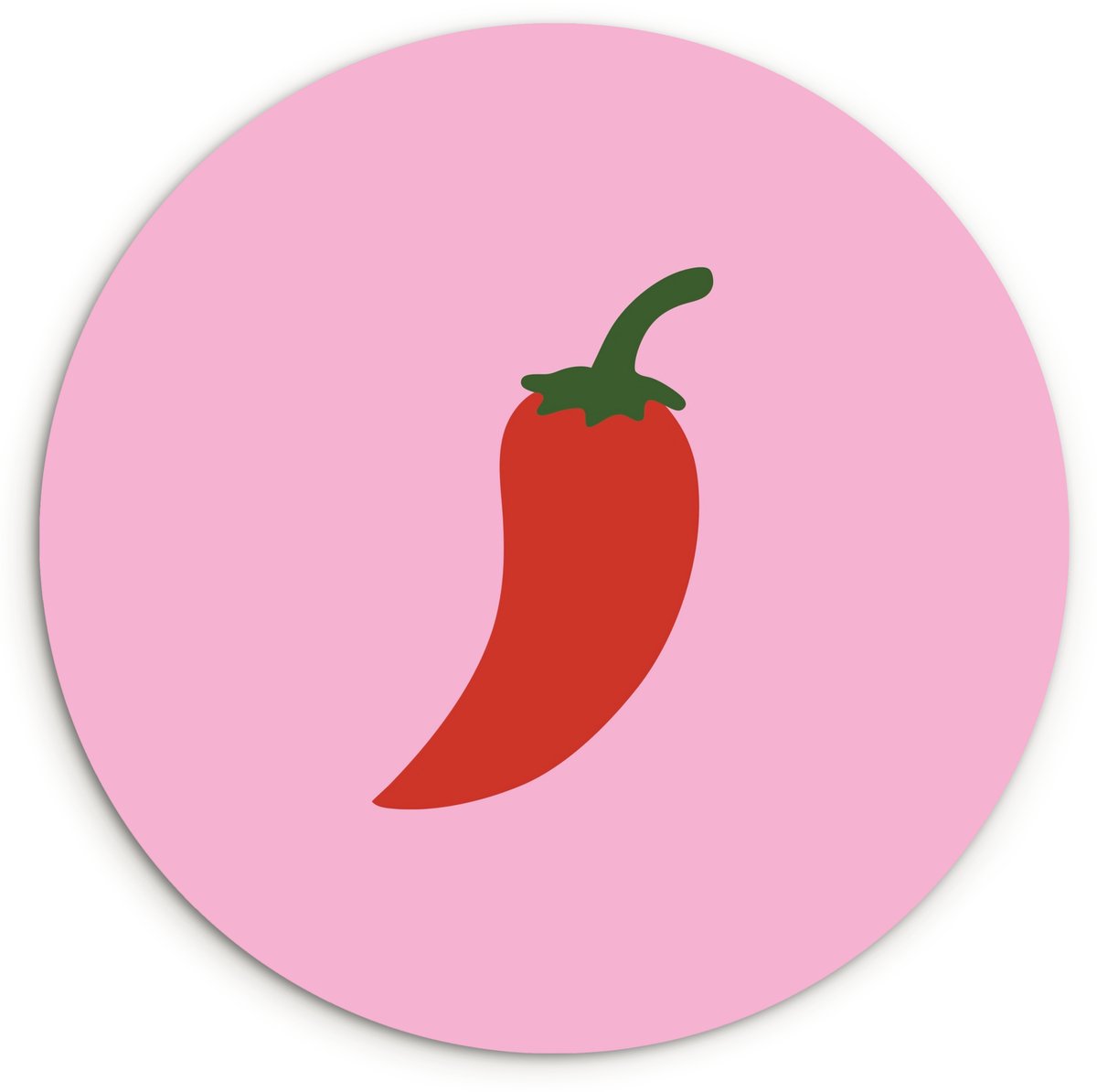WallCircle Wandcirkel 30x30 cm - Muurcirkel Peper - Rood - Illustratie - Muurdecoratie woonkamer - Wanddecoratie slaapkamer - Kamer decoratie accessoires - Ronde schilderijen