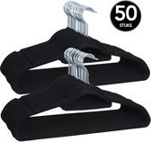 Infinity Goods 50 Cintres Velours - Cintre avec Antidérapant - Cintre Pantalon - Crochet en Métal - Adultes - 50 Pièces - Zwart