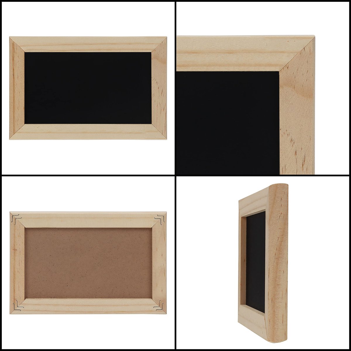 Lot De 6 Mini Tableaux Noirs Belle Vous 15x22cm - Ardoises Double Face Avec Supports Bois - Parfaits Pour Mariages, Buffets & Fêtes