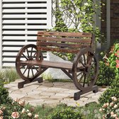 Sweiko Tuinbank - Ontworpen op wielen - 2 Zits - Natuurlijk hout - 105.5 x 56 x 79 cm - Bruin