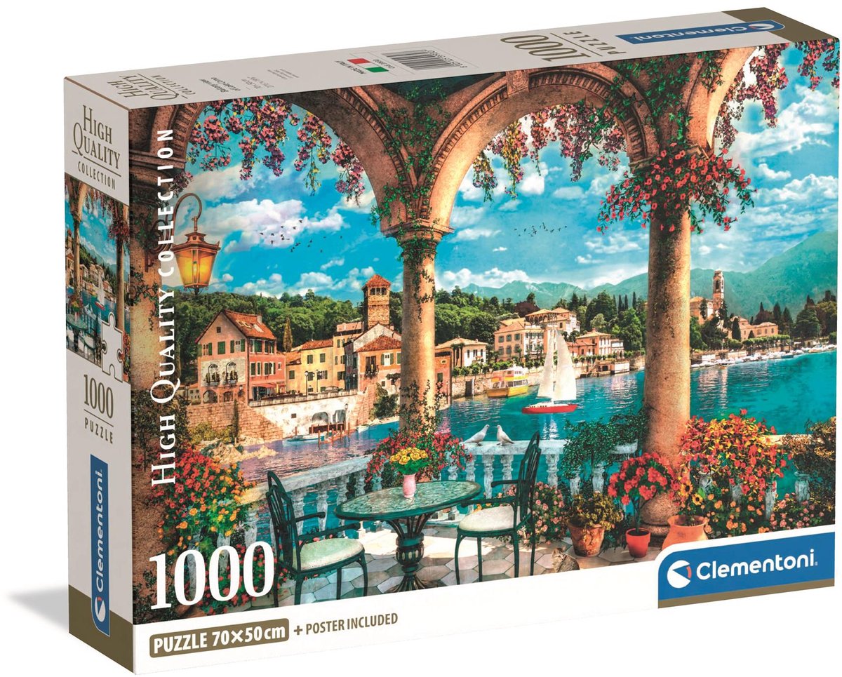 Clementoni puzzel balkonuitzicht op het Comomeer - 1000 stukjes