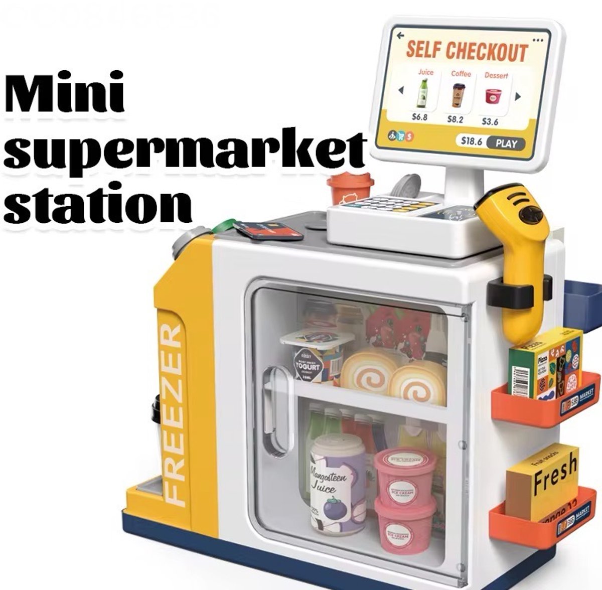 OODBLUE Speelgoed Kassa – Interactieve Supermarkt Speelset met Scanner, Speelgeld & 46 Accessoires voor Kinderen — afbeelding 13