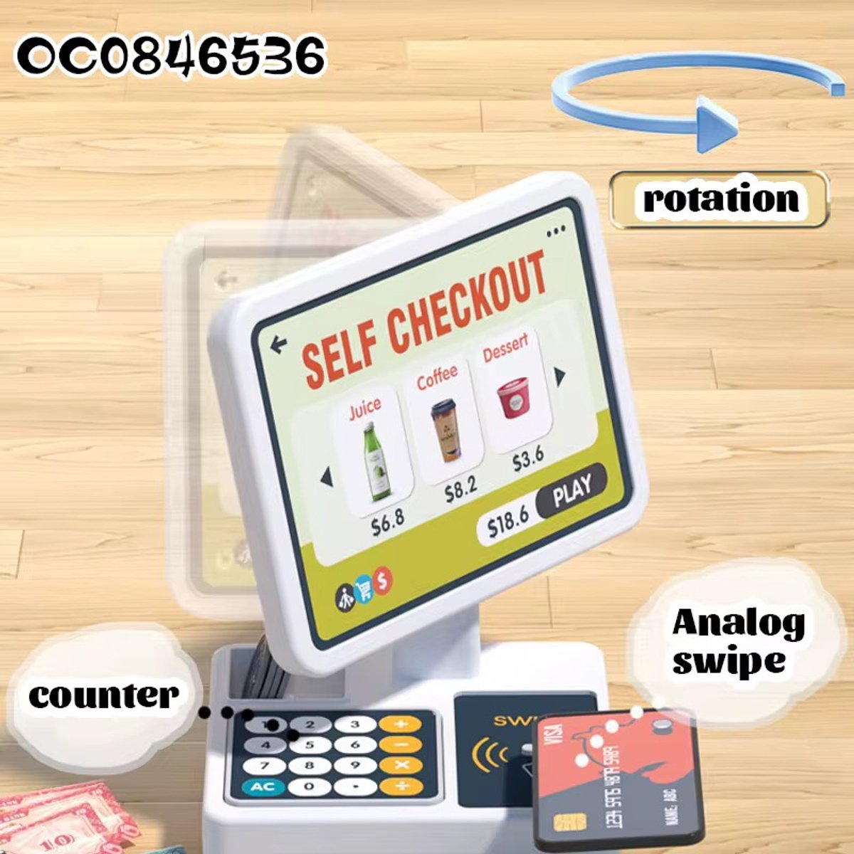 OODBLUE Speelgoed Kassa – Interactieve Supermarkt Speelset met Scanner, Speelgeld & 46 Accessoires voor Kinderen — afbeelding 12