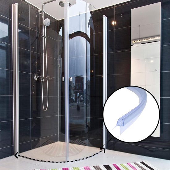 Vervangende afdichting voor douchewanden, badkuipen, douchedeuren, voor recht of gebogen glas met opening (voor 8-10 mm, 1 m