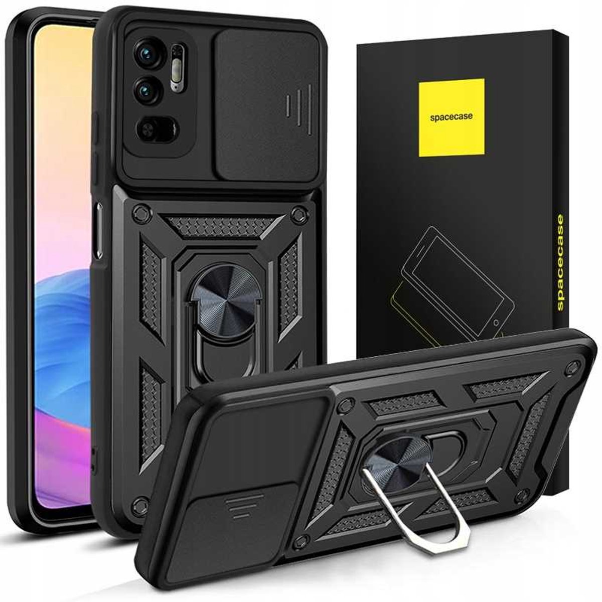 Spacecase Case Cover Voor Xiaomi Redmi Note 10 5G Poco M3 Pro Zwart