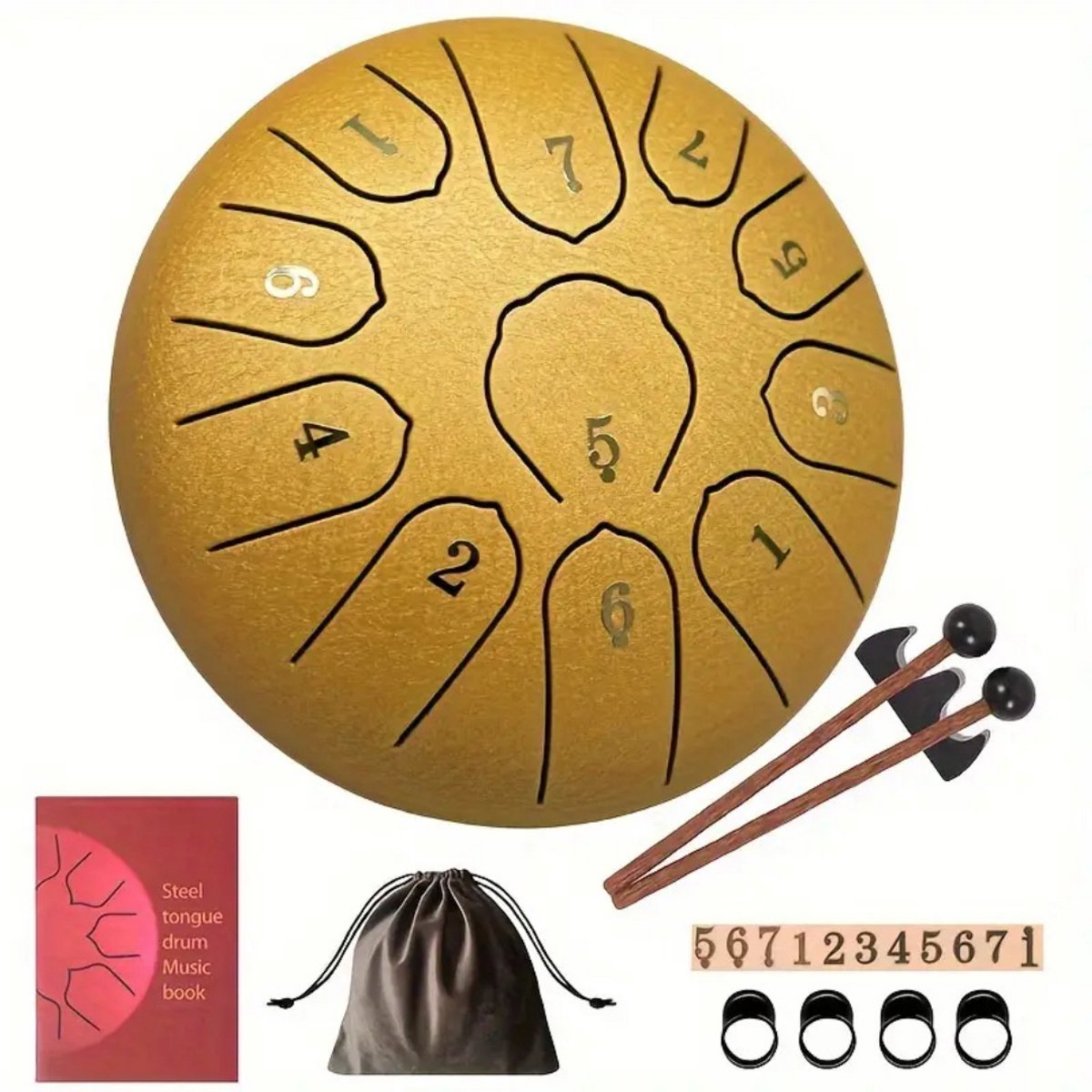 Bovista Handpan - Tongue Drum - Steel - Regen - Klankschaal - Goud
