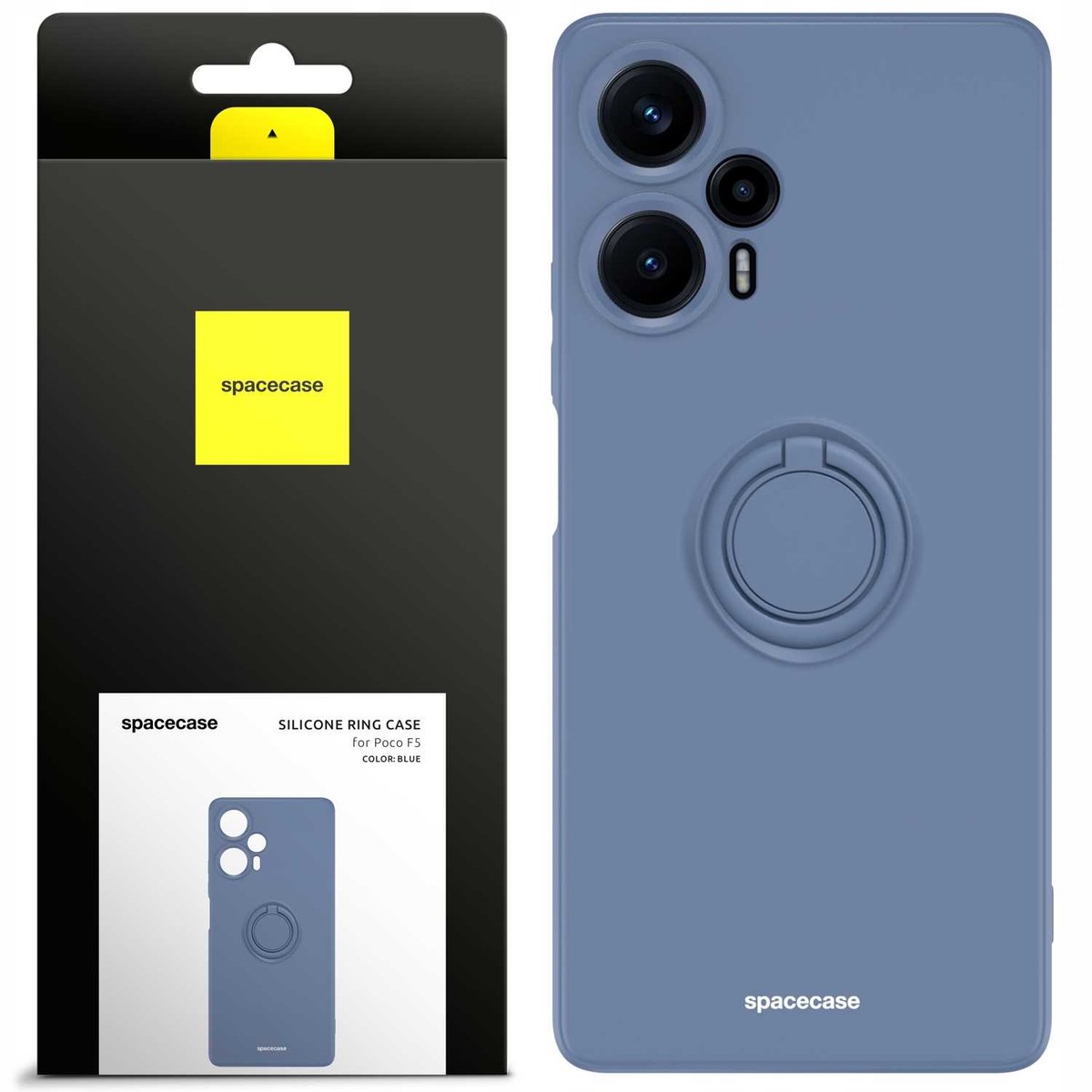 Spacecase Siliconen Ring Poco F5 Blauw Case Telefoonhoes