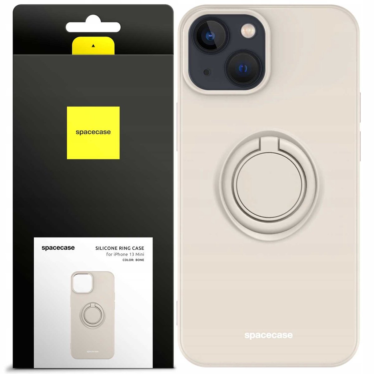 Spacecase Siliconen Ringhoesje Voor Iphone 13 Mini Bone