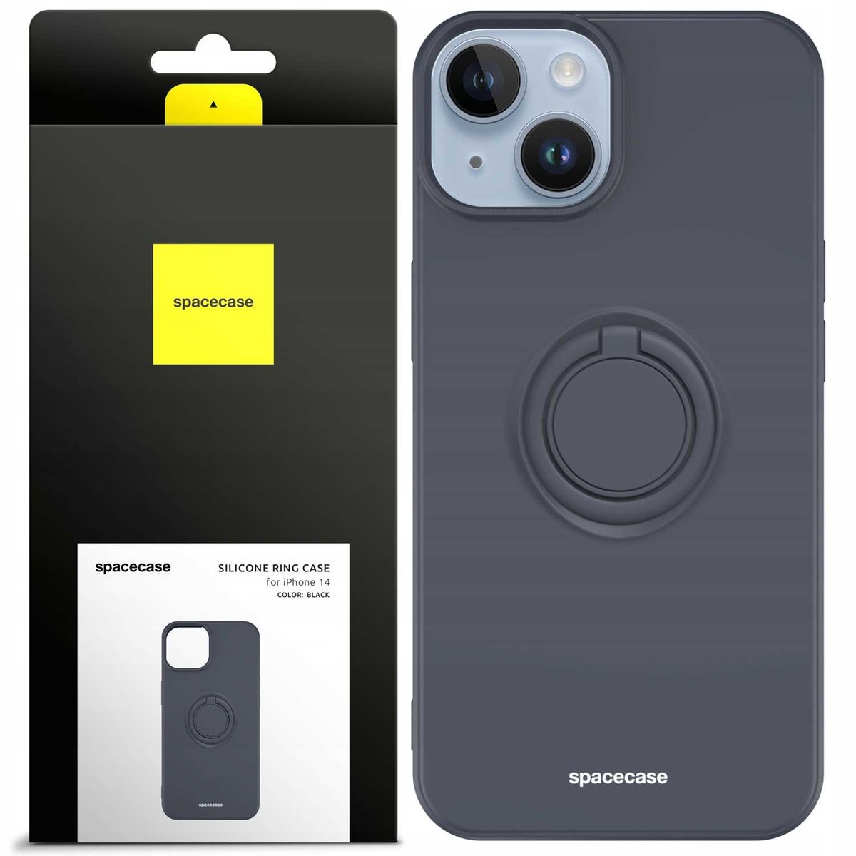 Spacecase Siliconen Ringhoesje Voor Iphone 14 Zwart Hoesje