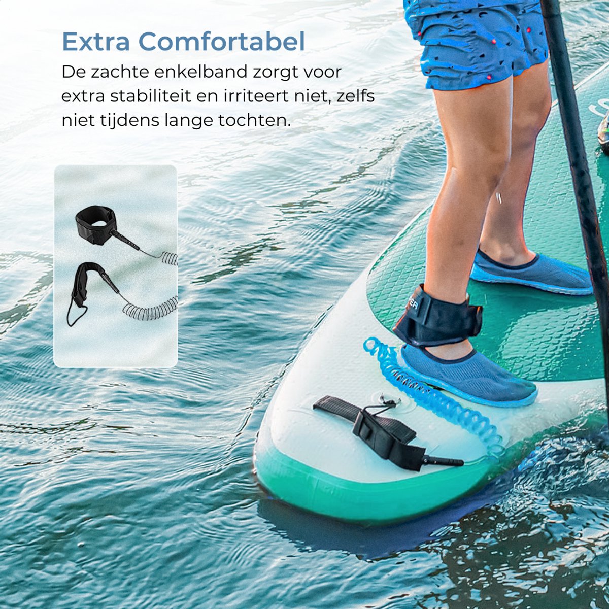 Supper Sup Board - Max. 120KG - Opblaasbaar – Paddle Board – Pomp – Vin – Leash – Draagtas – 285 x 76 cm - Turqoise – foto 3