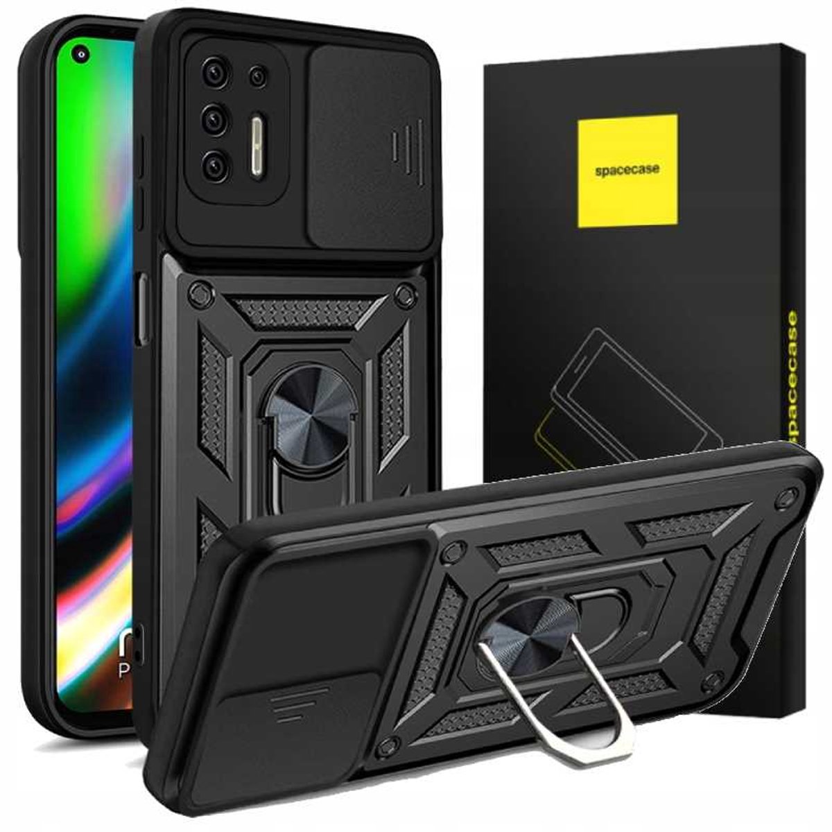 Spacecase Case Cover Voor Motorola Moto G9 Plus Zwart