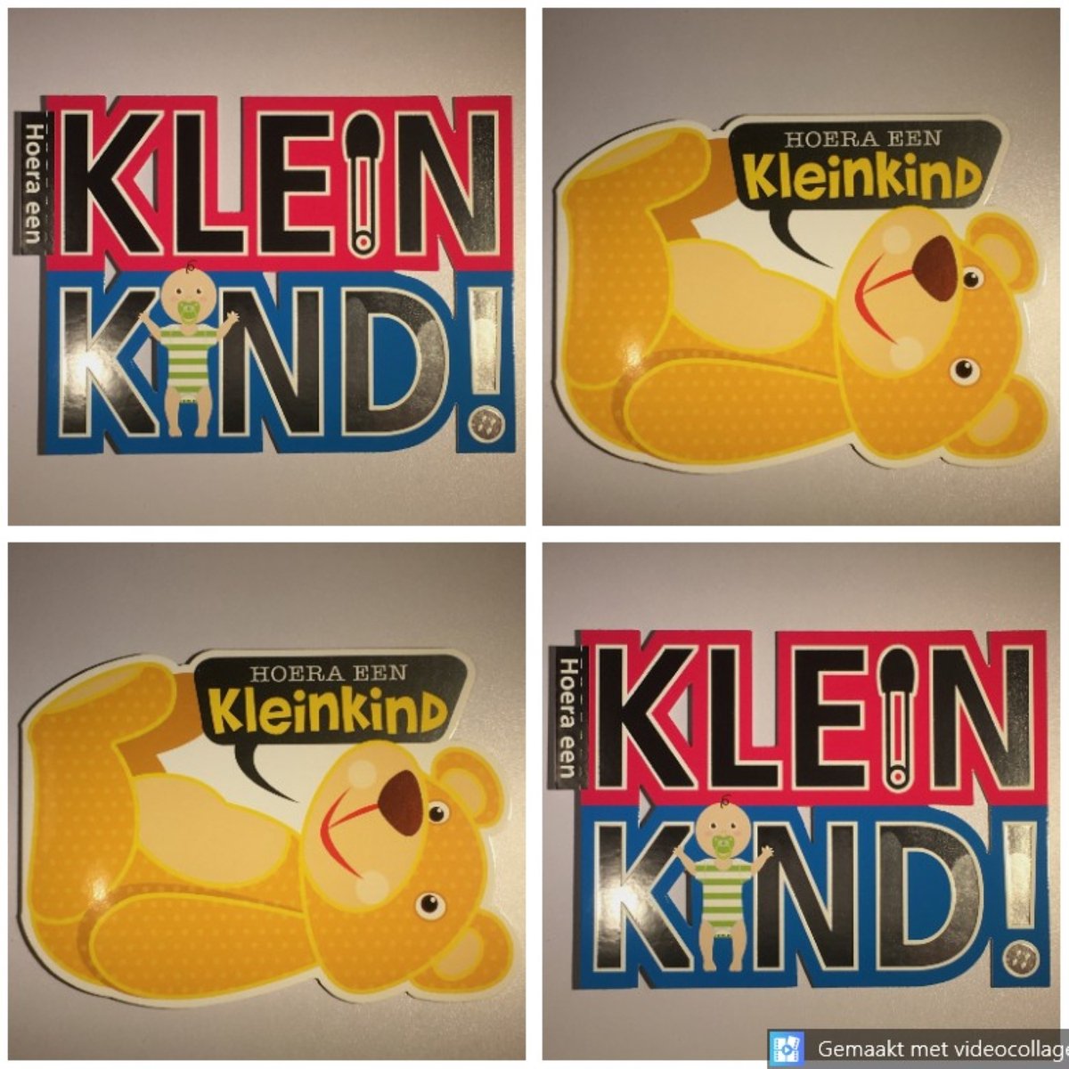 4 Luxe Geboorte Kleinkind Wenskaarten - Kleinkind Kleindochter Kleinzoon Wens Kaart - 2 Motieven - Think Shape - Touche Cards - Met Envelop - 19x14cm - Birth Grandchild - Geburt Enkelkind