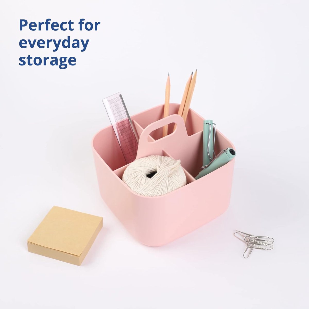 HVIHWI Panier Organiseur avec Poignée, Panier Plastique Polyvalent à 5 Compartiments, Panier de Nettoyage Empilable Panier de Bricolage Portable Panier de Bureau pour l'art, Le Maquillage (Bleu