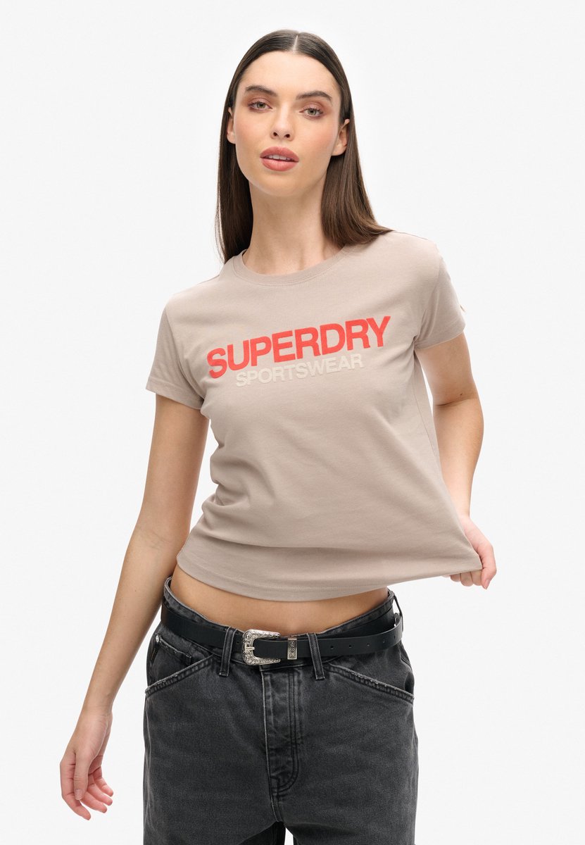 Superdry Aansluitend Sportswear T-shirt met logo Dames T-shirts Beige