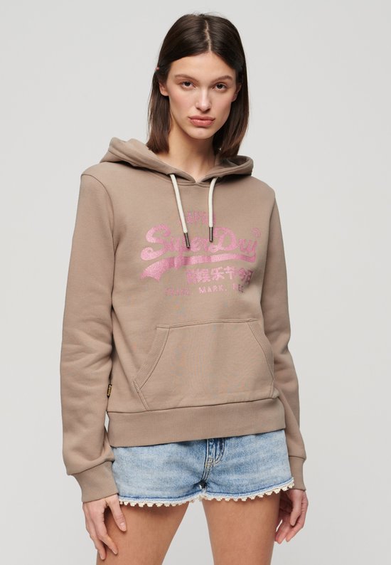Superdry - Sweat à capuche métallisé avec logo vintage et imprimé graphique - Femme - Sweats à capuche