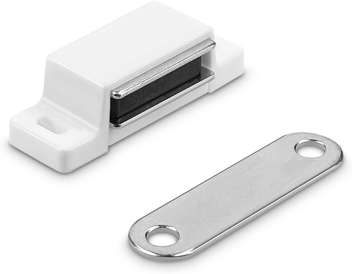 Famanu - Magneetsluiting voor kast of lade – Magnetische afsluiting voor deuren – Set van 10 magneetstrips voor meubels – Magneetsnappers – Wit