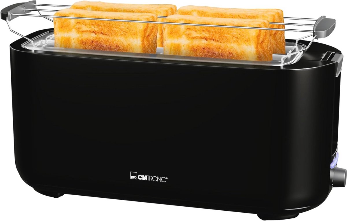 4-slice broodrooster met lange sleuf en broodjesopzet | Toastbroodjes, wafels & meer | Ontdooien, opwarmen & snelstopfunctie