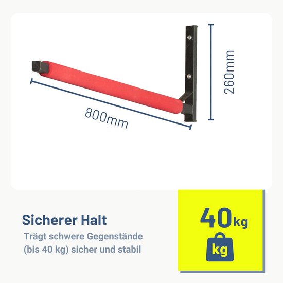 Wandhouder voor Dakkoffers, Kano's en Surfplanken - Ruimtebesparende Opslag voor Garage en Kelder - Max. Draagkracht 40 kg — afbeelding 2