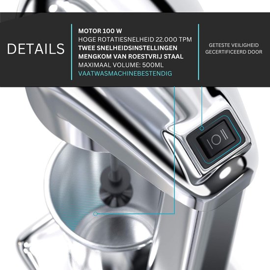 ApexArte® Milkshake Machine - Smoothie Maker - Beker - Zilver van Merkloos — afbeelding 3