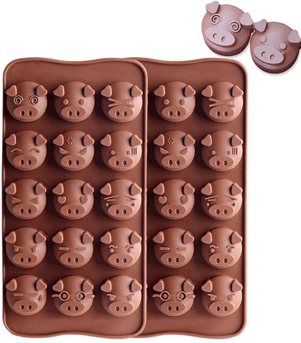 Siliconen Bakvormen Set van 2 voor Chocolade en Meer - Leuke Varkensdesigns