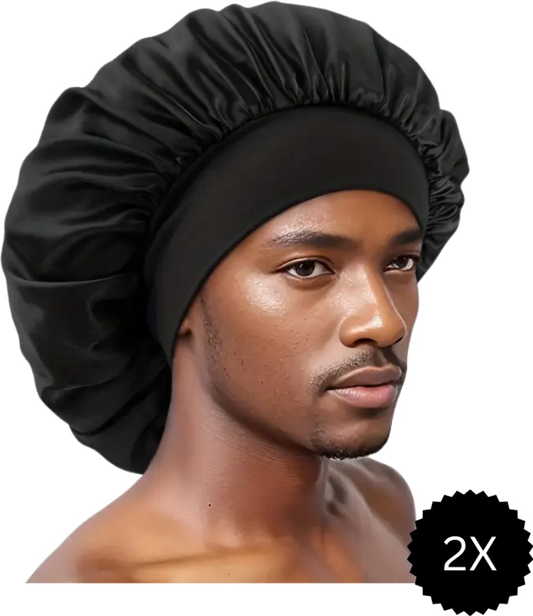 2x Satijnen Heren Slaapmuts - Bonnet Satijn voor Heren - Herenbonnet - herenslaapmuts