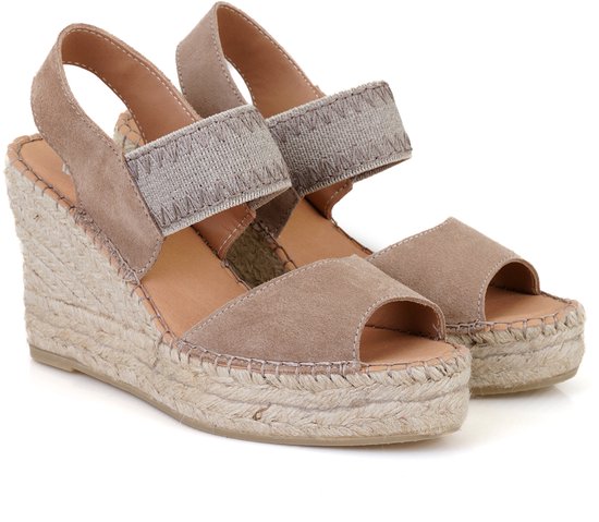 DESA Sandales Daim Beige Femme Astuce de chaussure: ouvert Taille: 38 EU
