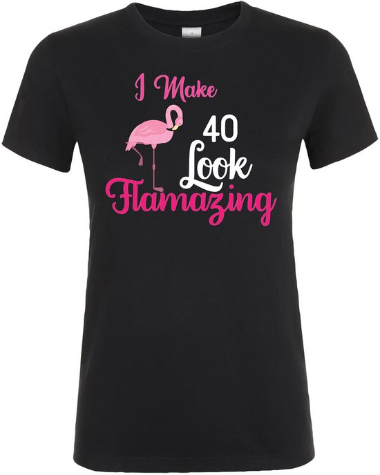 I Make 40 Look Flamazing T-shirt - Dames T-shirt - Flamingo - Verjaardag en feest cadeau - Cadeau tip - 40 jaar cadeau - 40 jaar - T-shirt - 1985 - Heren - Vader Cadeau - Mama - Maat M