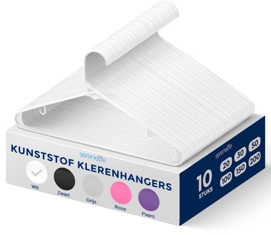Serenelife Kleerhangers, Plastic Hanger,kledinghanger 50-Delige Set Anti-Slip,ruimtebesparende Kastorganizers,Duurzaam en Sterk voor Shirts,Truien,Hoodies,Kinderkleding en Jurken,Ultradun,Lichtgewicht