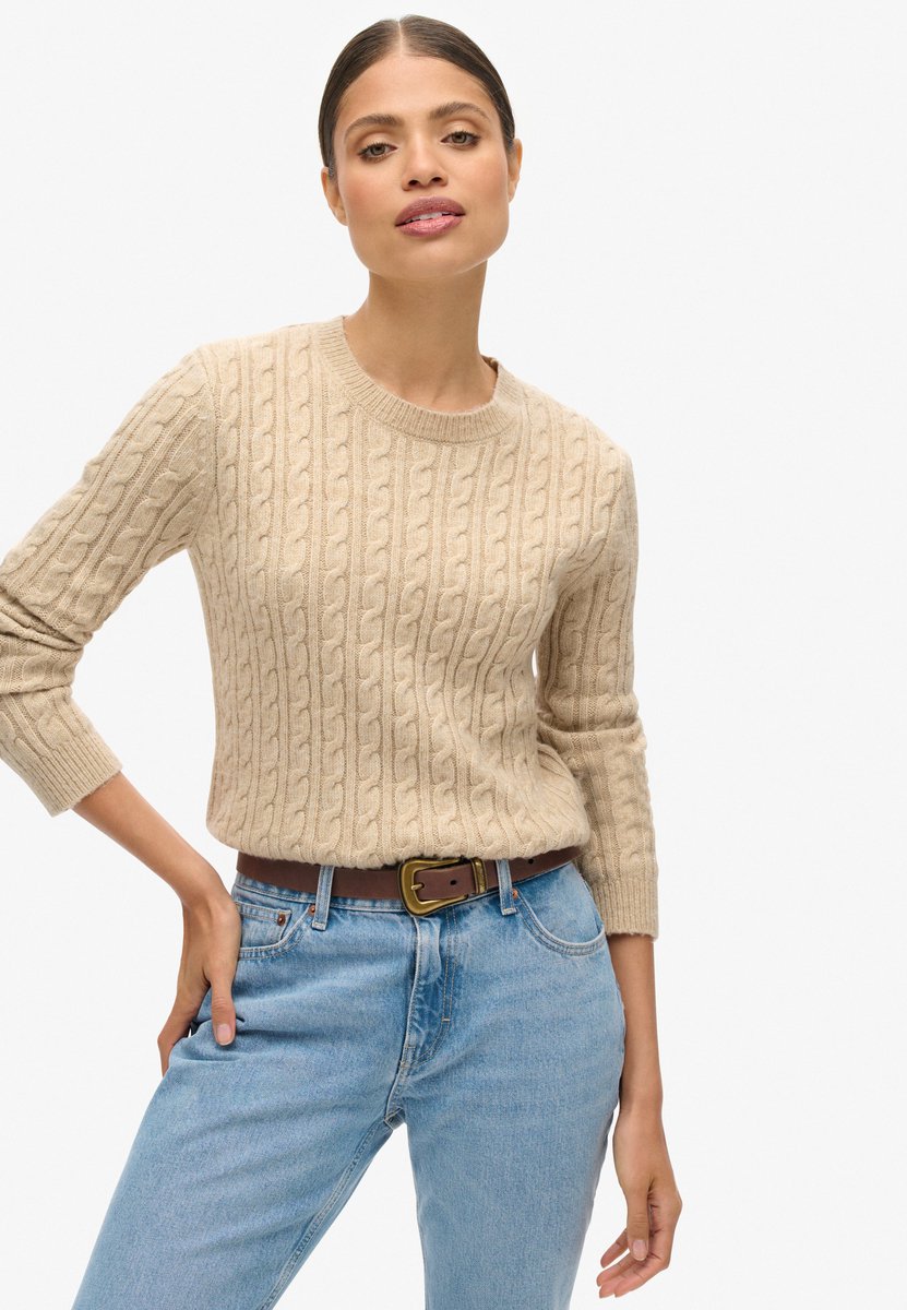 Superdry FITTED CABLE CREW NECK JUMPER Dames Trui - Maat M