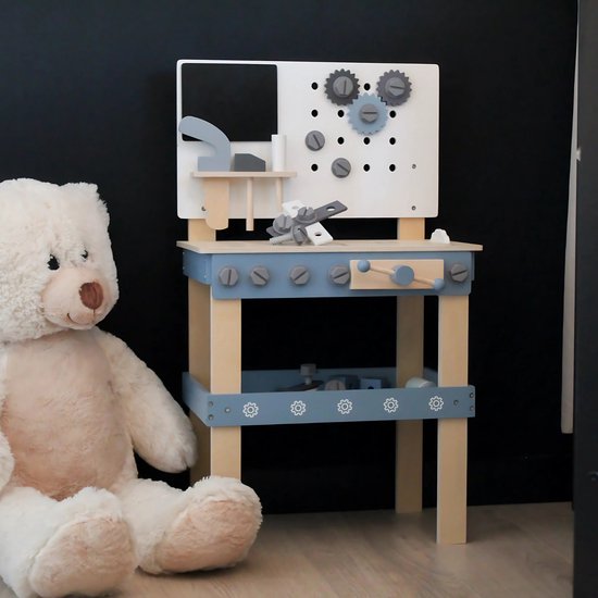 Établi en Houten Speelgoed Maxx Kidz – Établi pour enfants en bois – Construction robuste et sûre – À partir de 1 an
