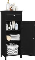 Meuble de salle de bain sur pied Costway, meuble de salle de bain indépendant, meuble de rangement à une porte avec 1 grand tiroir et 2 étagères réglables pour chambre à coucher et salon (Zwart)