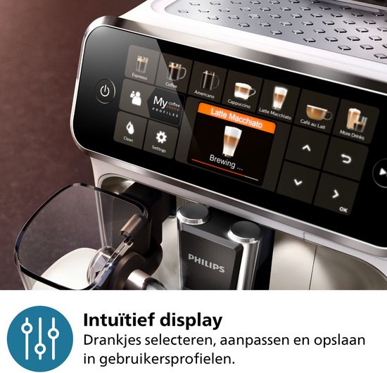 Philips 5400 Series - Espressomachine - 12 Verschillende Dranken - LatteGo Melksysteem - Keramische molen - AquaClean Filter - Volautomatisch - Zwart & Zilver - Koffiemachine met bonen - EP5447/90