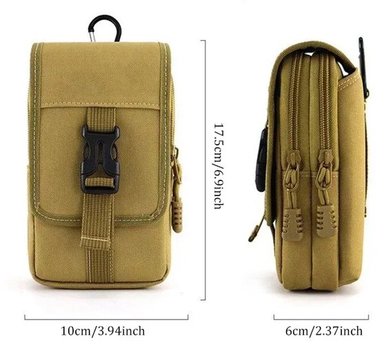 Sac banane Plein air en nylon Molle EDC pour homme, imperméable, double épaisseur, avec poche pour téléphone, idéal pour le camping, la chasse, la Marche et les Voyages.