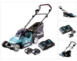 Makita DLM 382 PG2 accu grasmaaier 36 V ( 2x 18 V ) 38 cm 40 l + 2x accu 6.0 Ah + dubbele lader